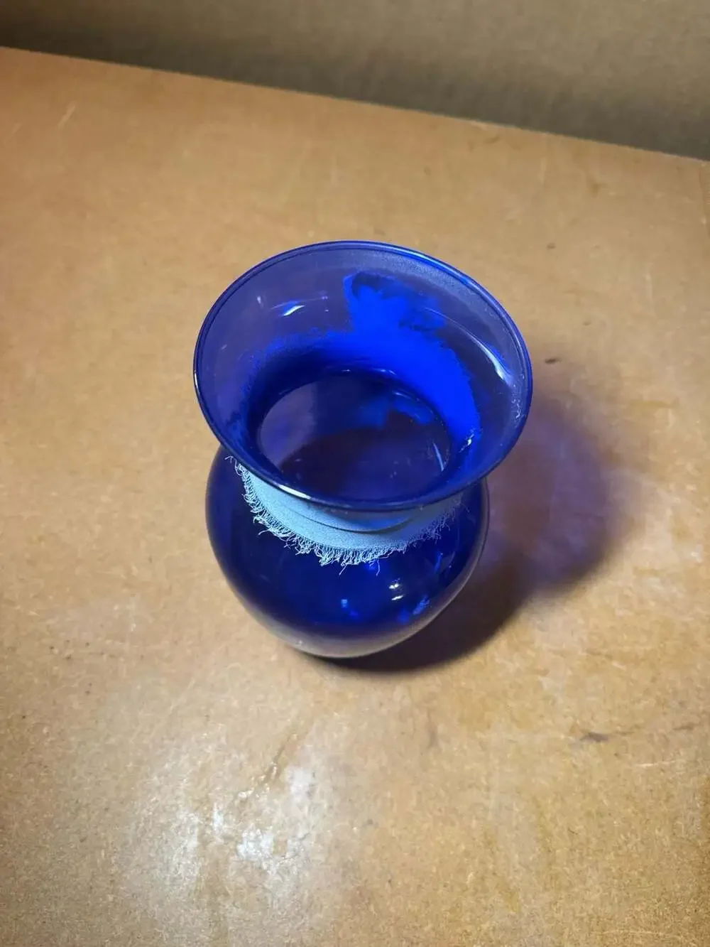 Cobalt Blue Glass Vase with Ribbon